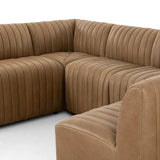 Featuring Augustine Palermo Drift Dining Banquette U Shape 106" by Four Hands at Amethyst Home. The beauty of this modular piece is that the vertical channeling makes for a cohesive feel despite being modular. Your new favorite place to enjoy morning coffee. A U-shaped dining banquette is upholstered in tan top-grain leather with a beautifully pronounced grai. Amethyst Home provides interior design, new home construction design consulting, vintage area rugs, and lighting in the Seattle metro area.