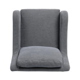 Heritage-inspired comfort. Sloping track arms are a study in playful forms, while the frame's fluid shape creates a simple, polished look. Tapered legs extend beyond a short skirt for a more relaxed style. Covered in 100% linen. A design collaboration by Amber Lewis and Four Hands. Amethyst Home provides interior design, new home construction design consulting, vintage area rugs, and lighting in the Laguna Beach metro area.