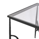 A slim frame of hammered gunmetal pairs with tempered glass, for a clean and timeless end table look. Stretchers attach to metal loops for an elevated design detail Amethyst Home provides interior design, new home construction design consulting, vintage area rugs, and lighting in the Kansas City metro area.