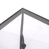 A slim frame of hammered gunmetal pairs with tempered glass, for a clean and timeless end table look. Stretchers attach to metal loops for an elevated design detail Amethyst Home provides interior design, new home construction design consulting, vintage area rugs, and lighting in the Miami metro area.