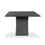 Featuring Bala Aged Grey Outdoor Dining Table 72" by Four Hands at Amethyst Home. Aged grey aluminum and a tapered pedestal base bring sculptural presence to this rectangular table. Designed for versatility, its clean lines and subtle texture make it a striking addition to indoor or outdoor spaces. Cover or store indoors during inclement weather and when not i. Amethyst Home provides interior design, new home construction design consulting, vintage area rugs, and lighting in the Austin metro area.