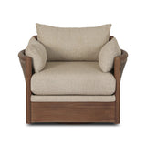A fresh twist on classic cane weaving, this outdoor chair meets timeless design with durable, all-weather materials and a 360 swivel. Soft curves, plush cushions and elegant woven details bring indoor comfort outside, creating a seamless flow between your spaces. Elevate your outdoor living with a piece that feels as inviting as it looks. Amethyst Home provides interior design, new home construction design consulting, vintage area rugs, and lighting in the Kansas City metro area.