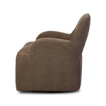 A 360 swivel chair fully upholstered in an inviting neutral coffee color, with a beautifully curved silhouette and arch-style cutout where the seat meets the back, creating a lightened sense of softness.As lovers of clean style at Amethyst, we love the nature inspired Barclay Swivel Chair - Laughlin Cafe. Amethyst Home provides interior design, new home construction design consulting, vintage area rugs, and lighting in the San Diego metro area.