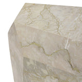 Finished in a unique sage green, a modern-minded end table of solid marble makes quite the statement in any space. Faceted for an extra angular look.As enthusiasts of luxe aesthetics at Amethyst, we love the warm modern inspired Basett End Table - Sage Green Marble. Amethyst Home provides interior design, new home construction design consulting, vintage area rugs, and lighting in the Miami metro area.