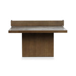 Fun meets flexibility. Two large slabs of warm grey marble, framed in rich oak, join together and sit atop the minimalist plinth bases of this dual-purpose ping pong table. The wooden "net" fastens to the table with custom gunmetal clamps, which can be easily removed for a dining table that seats 12 Amethyst Home provides interior design, new home construction design consulting, vintage area rugs, and lighting in the Scottsdale metro area.