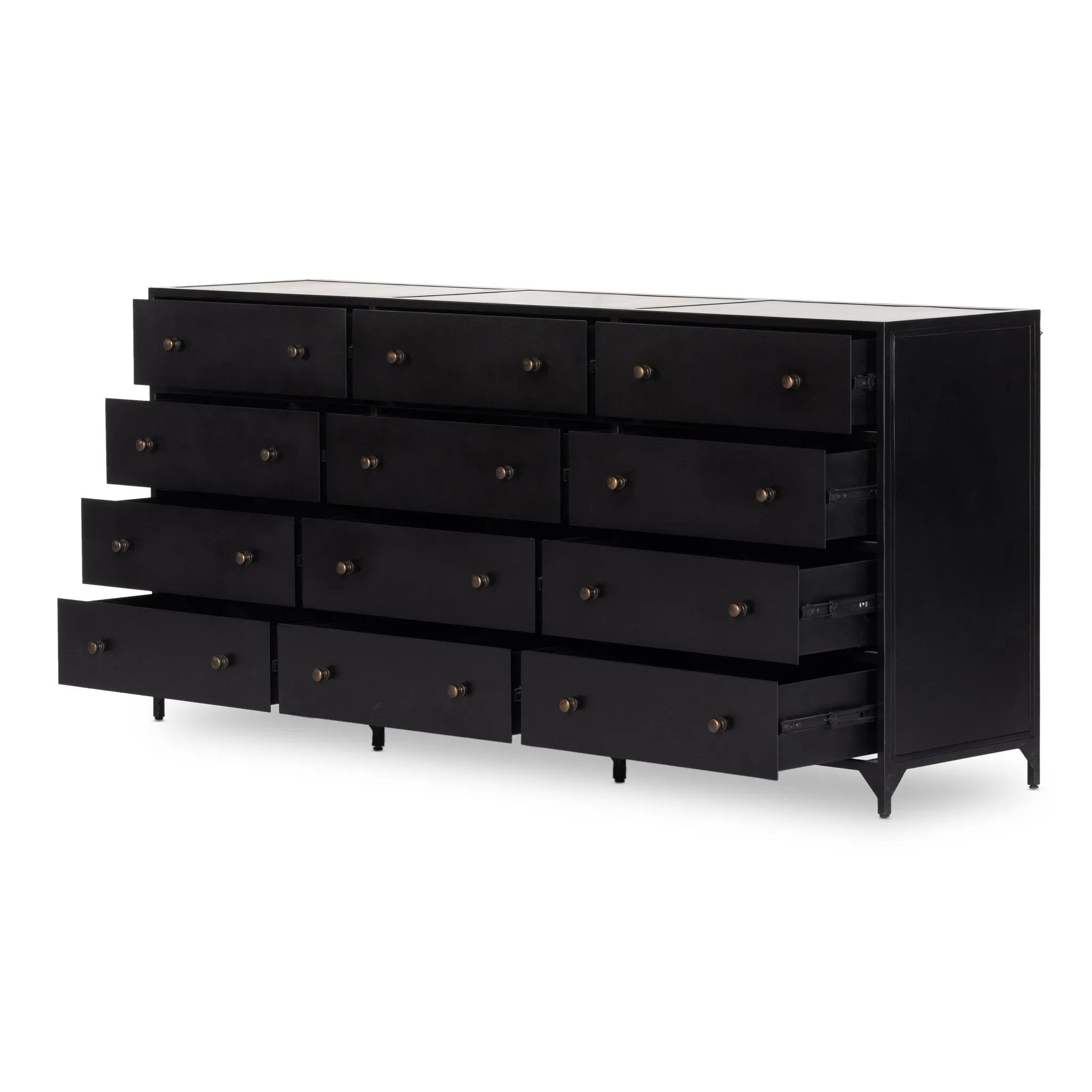 black industrial dresser Normandy Dresser: Industrial Wood Top, Steel Body, 6-drawer