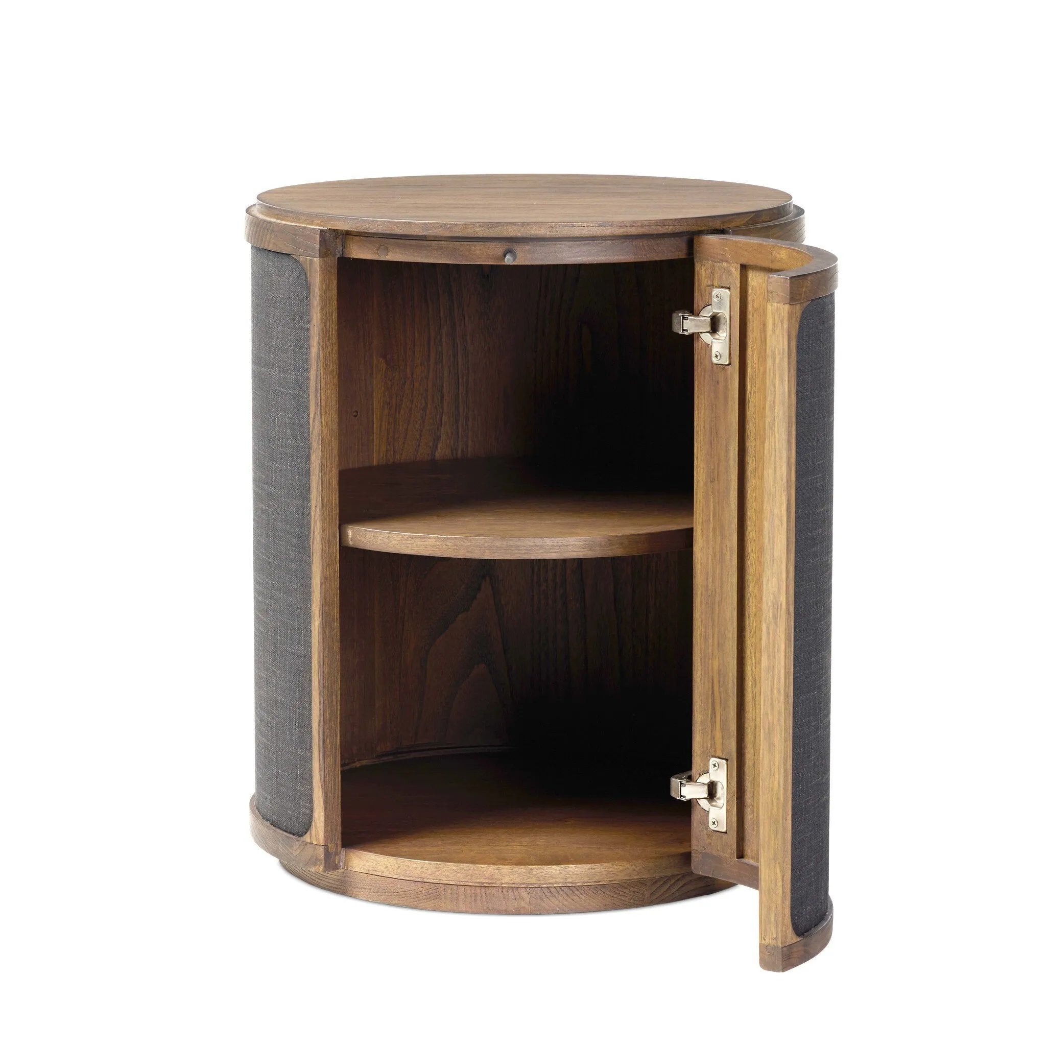 A balance of materials and shape, texture and detail. Warm sungkai wood frames lacquered, black linen side panels. A hidden door opens to interior storage, finishing off this design-forward coffee table with a clever touch.As lovers of wabi sabi materials at Amethyst, we love the designer inspired Bertie End Table. Amethyst Home provides interior design, new home construction design consulting, vintage area rugs, and lighting in the Newport Beach metro area.