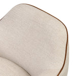 Featuring Bethany Alcala Wheat Swivel Chair by Four Hands at Amethyst Home. Laid-back wing styling adds dramatic form to this tailored 360-degree swivel chair upholstered in poly-linen performance fabric. The flared arms and comfortable S-spring seat are outlined in piping. Performance fabrics are specially created to withstand spills, stains, high traffic and. Amethyst Home provides interior design, new home construction design consulting, vintage area rugs, and lighting in the Dallas metro area.