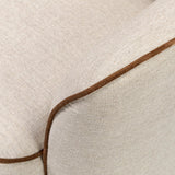 Featuring Bethany Alcala Wheat Swivel Chair by Four Hands at Amethyst Home. Laid-back wing styling adds dramatic form to this tailored 360-degree swivel chair upholstered in poly-linen performance fabric. The flared arms and comfortable S-spring seat are outlined in piping. Performance fabrics are specially created to withstand spills, stains, high traf. Amethyst Home provides interior design, new home construction design consulting, vintage area rugs, and lighting in the Newport Beach metro area.