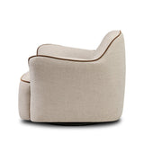 Featuring Bethany Alcala Wheat Swivel Chair by Four Hands at Amethyst Home. Laid-back wing styling adds dramatic form to this tailored 360-degree swivel chair upholstered in poly-linen performance fabric. The flared arms and comfortable S-spring seat are outlined in piping. Performance fabrics are specially created to withstand spills, stains, high traffic an. Amethyst Home provides interior design, new home construction design consulting, vintage area rugs, and lighting in the Seattle metro area.