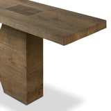 This simple rustic oak veneer console table serves as the perfect canvas for your décor.As enthusiasts of organic modern aesthetics at Amethyst, we love the warm modern inspired Bia Console Table - Rustic Brown. This item pairs well with other brands such as Surya and is perfect for minimalist homes Amethyst Home provides interior design, new home construction design consulting, vintage area rugs, and lighting in the Los Angeles metro area.
