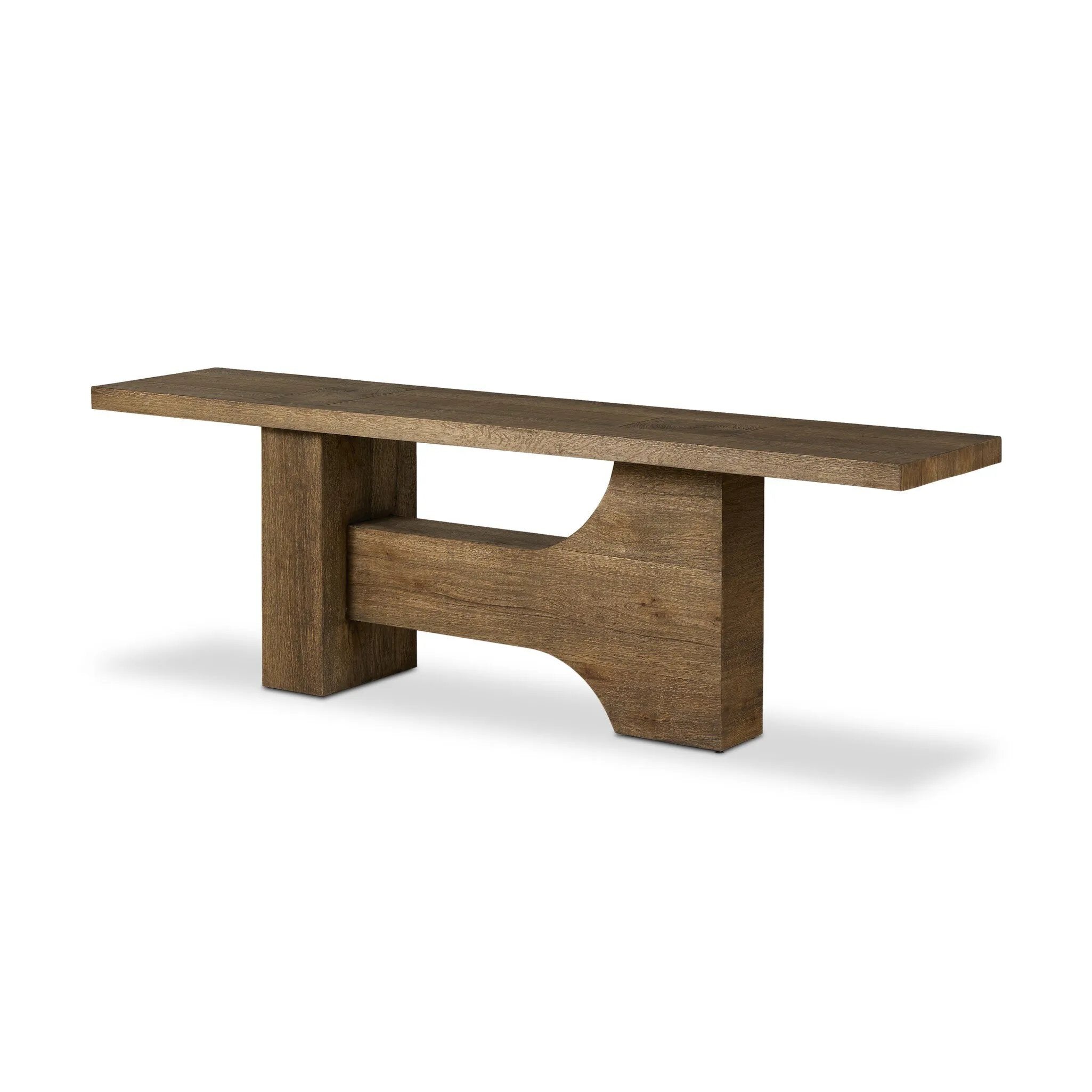 This simple rustic oak veneer console table serves as the perfect canvas for your décor.As enthusiasts of organic modern aesthetics at Amethyst, we love the warm modern inspired Bia Console Table - Rustic Brown. This item pairs well with other brands such as Surya and is perfect for minimalist homes Amethyst Home provides interior design, new home construction design consulting, vintage area rugs, and lighting in the Scottsdale metro area.