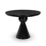 A sculptural showstopper inspired by Italian design. Finished in smoked honey, a cone-tapered parawood base supports an oval tabletop separated by black-finished marble detailing.As enthusiasts of modern aesthetics at Amethyst, we love the warm modern inspired Bibianna Oval Dining Table - Black Marble - Worn Black Parawood. Amethyst Home provides interior design, new home construction design consulting, vintage area rugs, and lighting in the Houston metro area.