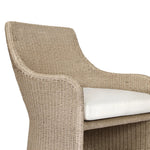 Sculptural and supportive with a high back, this fully woven outdoor lounge chair is finished with a cushion for an inviting seat. Cover or store inside during inclement weather and when not in use Amethyst Home provides interior design, new home construction design consulting, vintage area rugs, and lighting in the Miami metro area.