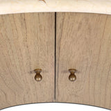 Fluid contours give shape to this solid mindi nightstand, topped with a creamy marbled top. Two doors with knobbed pulls open to inset shelves for organized bedside storage Amethyst Home provides interior design, new home construction design consulting, vintage area rugs, and lighting in the Des Moines metro area.