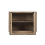 Fluid contours give shape to this solid mindi nightstand, topped with a creamy marbled top. Two doors with knobbed pulls open to inset shelves for organized bedside storage Amethyst Home provides interior design, new home construction design consulting, vintage area rugs, and lighting in the Monterey metro area.