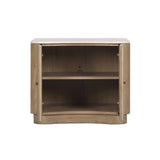 Fluid contours give shape to this solid mindi nightstand, topped with a creamy marbled top. Two doors with knobbed pulls open to inset shelves for organized bedside storage Amethyst Home provides interior design, new home construction design consulting, vintage area rugs, and lighting in the Monterey metro area.