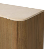 Fluid contours give shape to this solid mindi cabinet, topped with a creamy marbled top. Two doors with knobbed pulls open to inset shelves for organized storage Amethyst Home provides interior design, new home construction design consulting, vintage area rugs, and lighting in the Charlotte metro area.