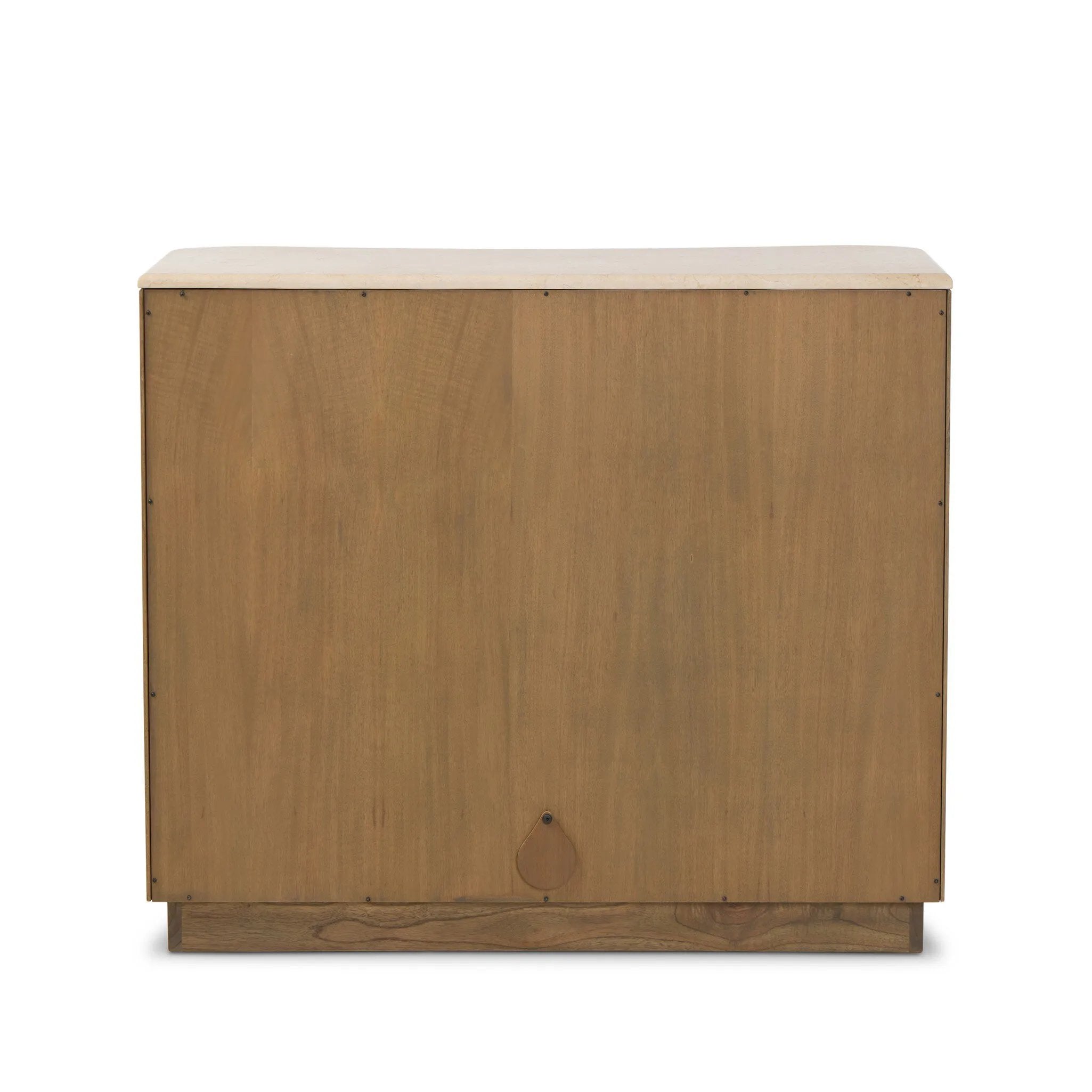 Fluid contours give shape to this solid mindi cabinet, topped with a creamy marbled top. Two doors with knobbed pulls open to inset shelves for organized storage Amethyst Home provides interior design, new home construction design consulting, vintage area rugs, and lighting in the Salt Lake City metro area.