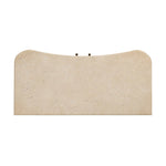 Fluid contours give shape to this solid mindi cabinet, topped with a creamy marbled top. Two doors with knobbed pulls open to inset shelves for organized storage Amethyst Home provides interior design, new home construction design consulting, vintage area rugs, and lighting in the Winter Garden metro area.