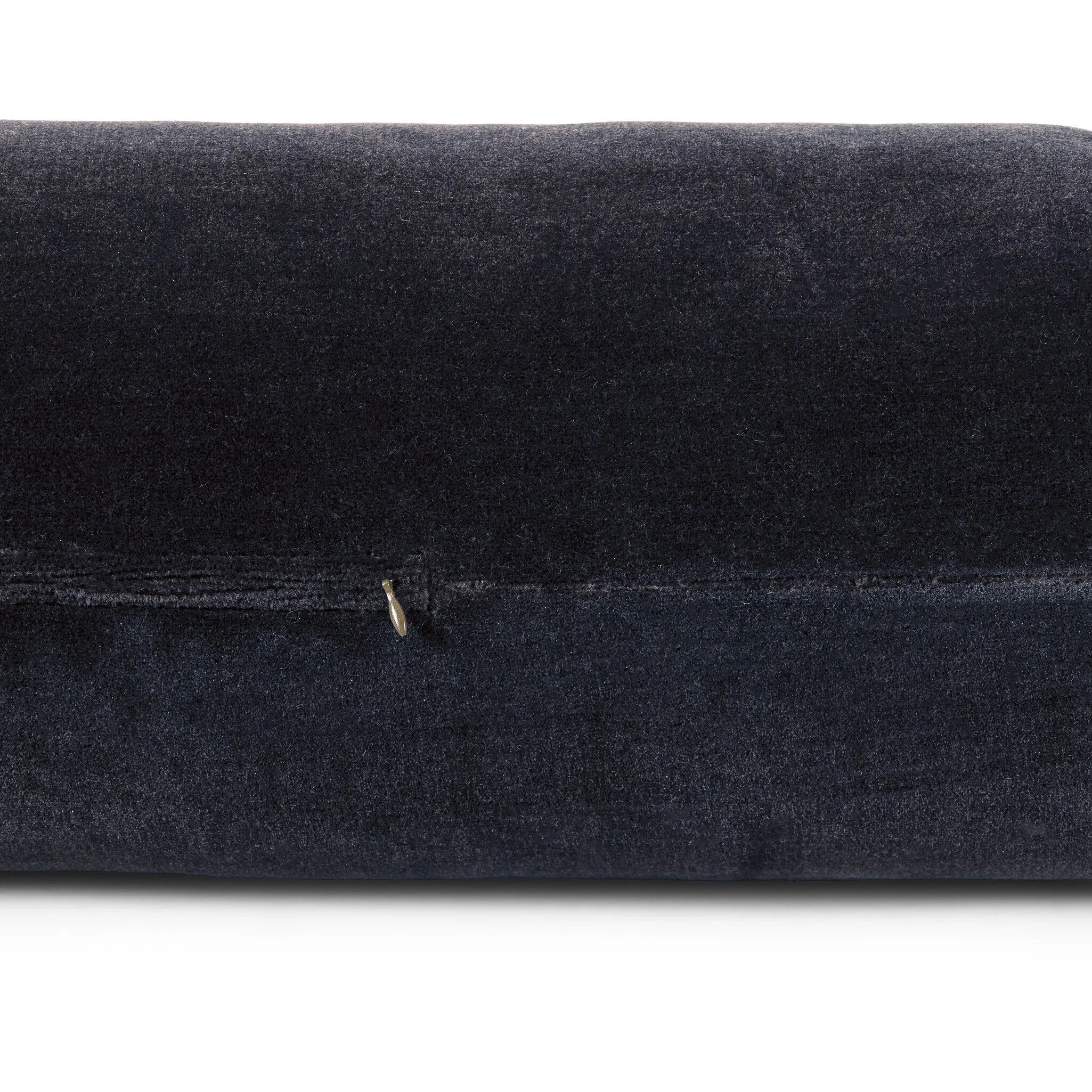 A long, navy-colored bolster pillow elevates beds and sofas in an instant. Crafted from saturated wool velvet, for a sustainable alternative to mohair, with a hidden zipper for a smooth silhouette.As lovers of wabi sabi aesthetics at Amethyst, we love the warm modern inspired Bridger Bolster Pillow - Monte Navy. Amethyst Home provides interior design, new home construction design consulting, vintage area rugs, and lighting in the Winter Garden metro area.