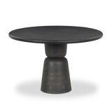 The simple pedestal shape gets extra character with subtle sculptural shaping around the base of this distressed bronze outdoor table. Cover or store inside during inclement weather and when not in use.As fans of luxe materials at Amethyst, we love the warm modern inspired Brixton Outdoor Round Dining Table 42". Amethyst Home provides interior design, new home construction design consulting, vintage area rugs, and lighting in the Park City metro area.