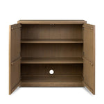 The classic wooden cabinet, reimagined. This warm oak piece features double doors with shallow scalloping that draws the eye, providing a subtle visual flow.As lovers of wabi sabi design at Amethyst, we love the designer inspired Brookhurst Small Cabinet - Drifted Oak Veneer. Amethyst Home provides interior design, new home construction design consulting, vintage area rugs, and lighting in the Miami metro area.