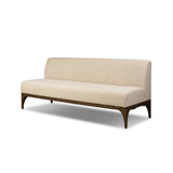 This timeless piece works seamlessly into a wide range of styles and collections. With tapered wooden legs with a small curve detail and an armless silhouette for ease and flexibility around a dining banquette. Upholstered in a beautifully neutral performance fabric, connected with alligator clips at the bottom. Amethyst Home provides interior design, new home construction design consulting, vintage area rugs, and lighting in the Omaha metro area.