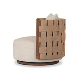 A material statement. A cocoon-like exposed frame of FSC®-certified teak features chunky weaving for a rich look that complements an upholstered seat and back cushion — all atop a 360-degree swivel base. Cover or store indoors during inclement weather and when not in use Amethyst Home provides interior design, new home construction design consulting, vintage area rugs, and lighting in the Scottsdale metro area.