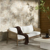 Featuring Cambrie Arashi Salt Outdoor Sofa 76" by Four Hands at Amethyst Home. Bring home vintage inspiration. The sling shape of this outdoor sofa features a reimagined bucket seat in woven faux hyacinth, finished with rounded tapered legs that mirror the shape of the frame. Cover or store indoors during inclement weather and when not in use. Overall Dimen. Amethyst Home provides interior design, new home construction design consulting, vintage area rugs, and lighting in the Calabasas metro area.