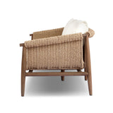 Featuring Cambrie Arashi Salt Outdoor Sofa 76" by Four Hands at Amethyst Home. Bring home vintage inspiration. The sling shape of this outdoor sofa features a reimagined bucket seat in woven faux hyacinth, finished with rounded tapered legs that mirror the shape of the frame. Cover or store indoors during inclement weather and when not in use. Overall Dimen. Amethyst Home provides interior design, new home construction design consulting, vintage area rugs, and lighting in the Charlotte metro area.