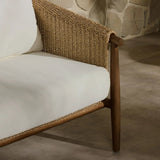 Featuring Cambrie Arashi Salt Outdoor Sofa 76" by Four Hands at Amethyst Home. Bring home vintage inspiration. The sling shape of this outdoor sofa features a reimagined bucket seat in woven faux hyacinth, finished with rounded tapered legs that mirror the shape of the frame. Cover or store indoors during inclement weather and when not in use. Overall Dime. Amethyst Home provides interior design, new home construction design consulting, vintage area rugs, and lighting in the Des Moines metro area.