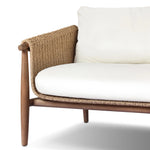 Featuring Cambrie Arashi Salt Outdoor Sofa 76" by Four Hands at Amethyst Home. Bring home vintage inspiration. The sling shape of this outdoor sofa features a reimagined bucket seat in woven faux hyacinth, finished with rounded tapered legs that mirror the shape of the frame. Cover or store indoors during inclement weather and when not in use. Overall Dimens. Amethyst Home provides interior design, new home construction design consulting, vintage area rugs, and lighting in the Monterey metro area.