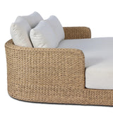 A classic barrel back silhouette meets coastal inspiration with a chunky woven texture. Neutral upholstery and simple shaping make this outdoor chaise fit a number of styles. Cover or store indoors during inclement weather and when not in use. Amethyst Home provides interior design, new home construction design consulting, vintage area rugs, and lighting in the Monterey metro area.