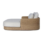 A classic barrel back silhouette meets coastal inspiration with a chunky woven texture. Neutral upholstery and simple shaping make this outdoor chaise fit a number of styles. Cover or store indoors during inclement weather and when not in use. Amethyst Home provides interior design, new home construction design consulting, vintage area rugs, and lighting in the Scottsdale metro area.