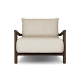 Featuring Cardiff Faye Sand Outdoor Chair by Four Hands at Amethyst Home. Angular FSC®-certified teak framing paired with softened dowel edges crafts a bench-made, transitional outdoor chair. Strap detailing supports the loose, knife-edge back cushion, complemented by a heavy fixed seat cushion — adding a touch of weight to the airy design. Cover or store i. Amethyst Home provides interior design, new home construction design consulting, vintage area rugs, and lighting in the Park City metro area.