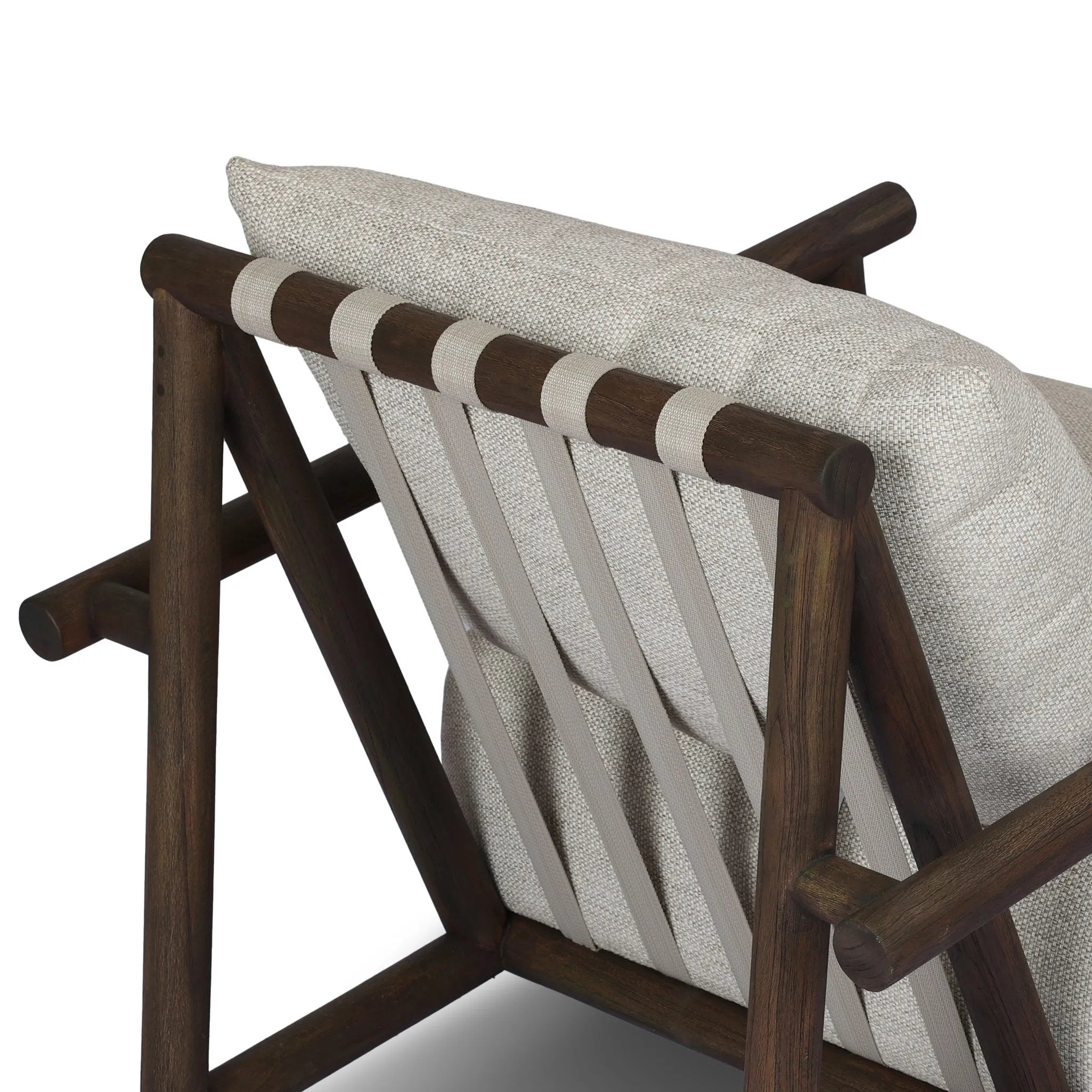 Featuring Cardiff Faye Sand Outdoor Chair by Four Hands at Amethyst Home. Angular FSC®-certified teak framing paired with softened dowel edges crafts a bench-made, transitional outdoor chair. Strap detailing supports the loose, knife-edge back cushion, complemented by a heavy fixed seat cushion — adding a touch of weight to the airy design. Cover or store . Amethyst Home provides interior design, new home construction design consulting, vintage area rugs, and lighting in the Washington metro area.