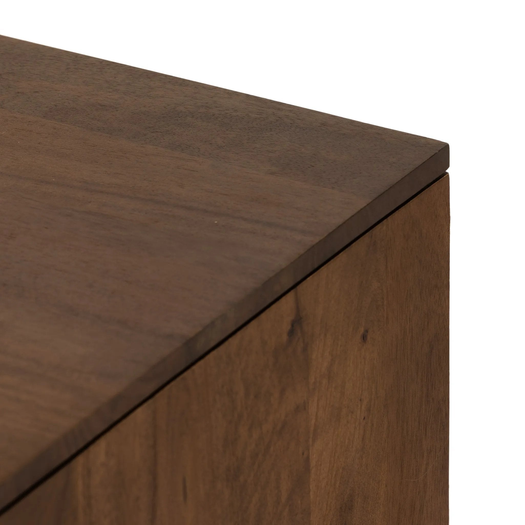 Midcentury-inspired style with an organic twist. Surrounded by brown-washed solid mango casing, cane door fronts weave for a 