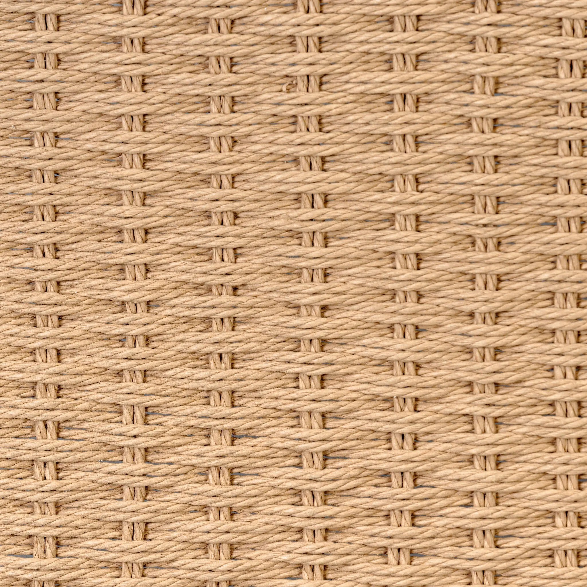 Anchor your space with mixed materials. Made from brown oak, natural paper cord and tempered glass, with shelving for extra storage and display Amethyst Home provides interior design, new home construction design consulting, vintage area rugs, and lighting in the Charlotte metro area.