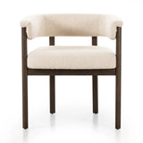 Featuring Cassie Charter Oatmeal Dining Chair by Four Hands at Amethyst Home. Upholstered in high-performance fabric, this sculpted dining style features a comfortable yoke back and exterior fold detailing, all framed by solid ash. Performance fabrics are specially created to withstand spills, stains, high traffic and wear, ensuring long-term comfort and unmat. Amethyst Home provides interior design, new home construction design consulting, vintage area rugs, and lighting in the Dallas metro area.