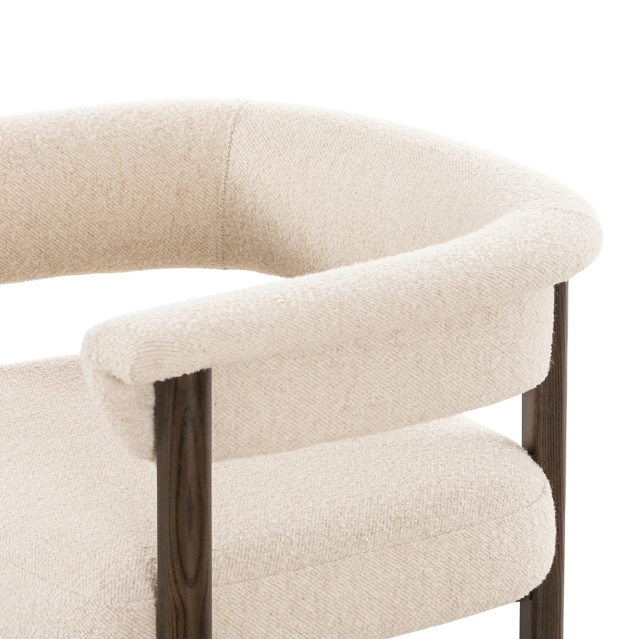 Featuring Cassie Charter Oatmeal Dining Chair by Four Hands at Amethyst Home. Upholstered in high-performance fabric, this sculpted dining style features a comfortable yoke back and exterior fold detailing, all framed by solid ash. Performance fabrics are specially created to withstand spills, stains, high traffic and wear, ensuring long-term comfort a. Amethyst Home provides interior design, new home construction design consulting, vintage area rugs, and lighting in the Salt Lake City metro area.