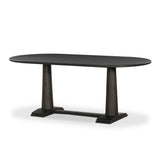 Finished in a rich espresso, a mix of solid oak and oak veneers fashion a trestle-style base with tapered column legs and step detailing, for a traditional look.As fans of natural design at Amethyst, we love the nature inspired Chamberlain Dining Table - Espresso Oak Veneer. Amethyst Home provides interior design, new home construction design consulting, vintage area rugs, and lighting in the Kansas City metro area.