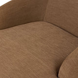 Featuring Channing Laughlin Ochre Chaise by Four Hands at Amethyst Home. Overall Dimensions: 53.25"w x 76.50"d x 30.75"hWeight : 153.22 lbsMaterials: 97% Polyester, 3% Flax/Linen, Solid Parawood. Amethyst Home provides interior design, new home construction design consulting, vintage area rugs, and lighting in the Tampa metro area.