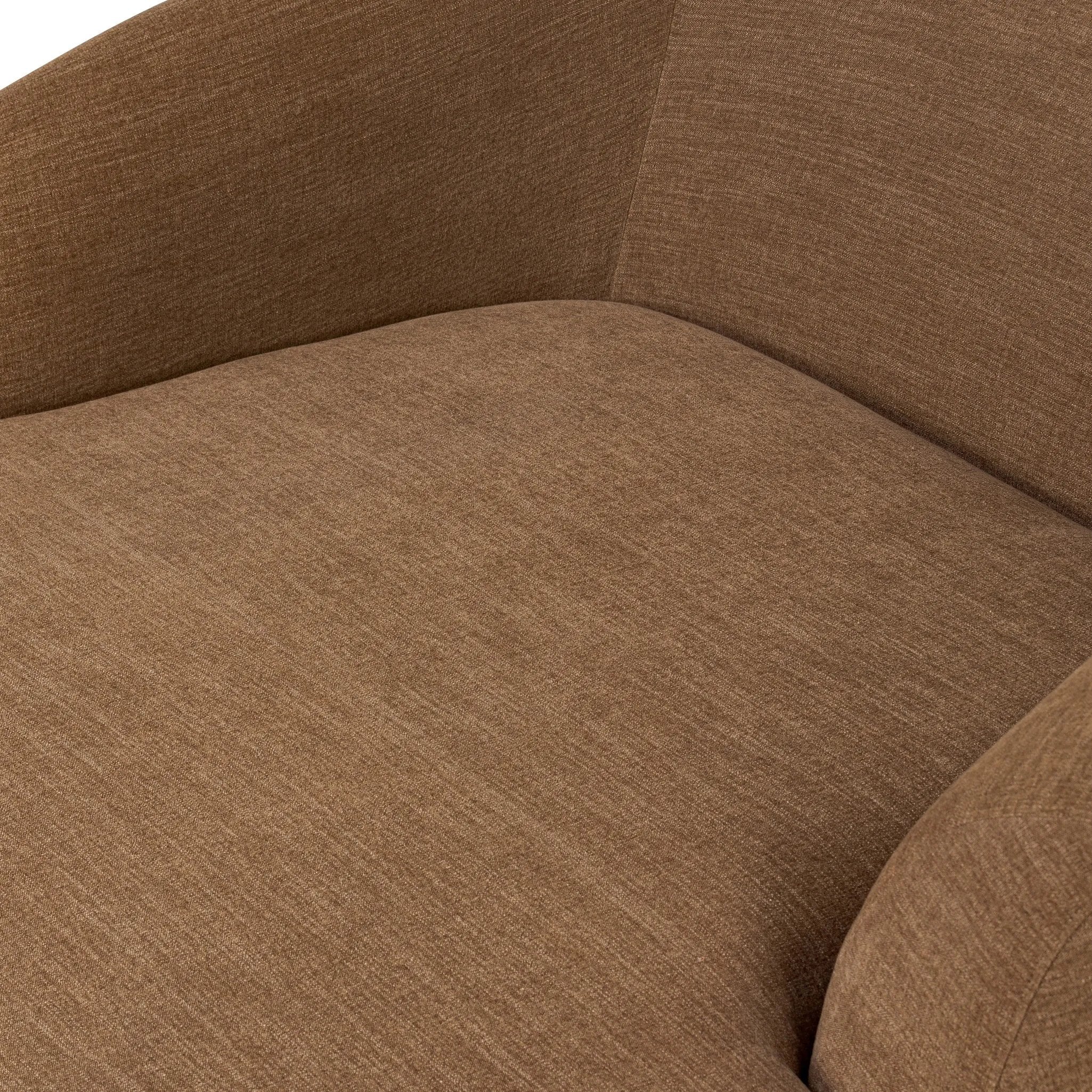 Featuring Channing Laughlin Ochre Chaise by Four Hands at Amethyst Home. Overall Dimensions: 53.25"w x 76.50"d x 30.75"hWeight : 153.22 lbsMaterials: 97% Polyester, 3% Flax/Linen, Solid Parawood. Amethyst Home provides interior design, new home construction design consulting, vintage area rugs, and lighting in the Tampa metro area.