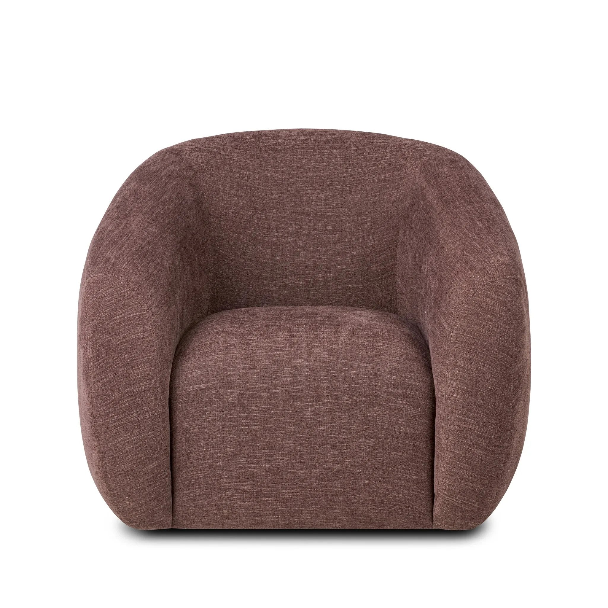 Featuring Channing Laughlin Plum Swivel Chair by Four Hands at Amethyst Home. Overall Dimensions: 38.50"w x 41.25"d x 30.75"hWeight : 94.80 lbsMaterials: 97% Polyester, 3% Flax/Linen. Amethyst Home provides interior design, new home construction design consulting, vintage area rugs, and lighting in the Kansas City metro area.