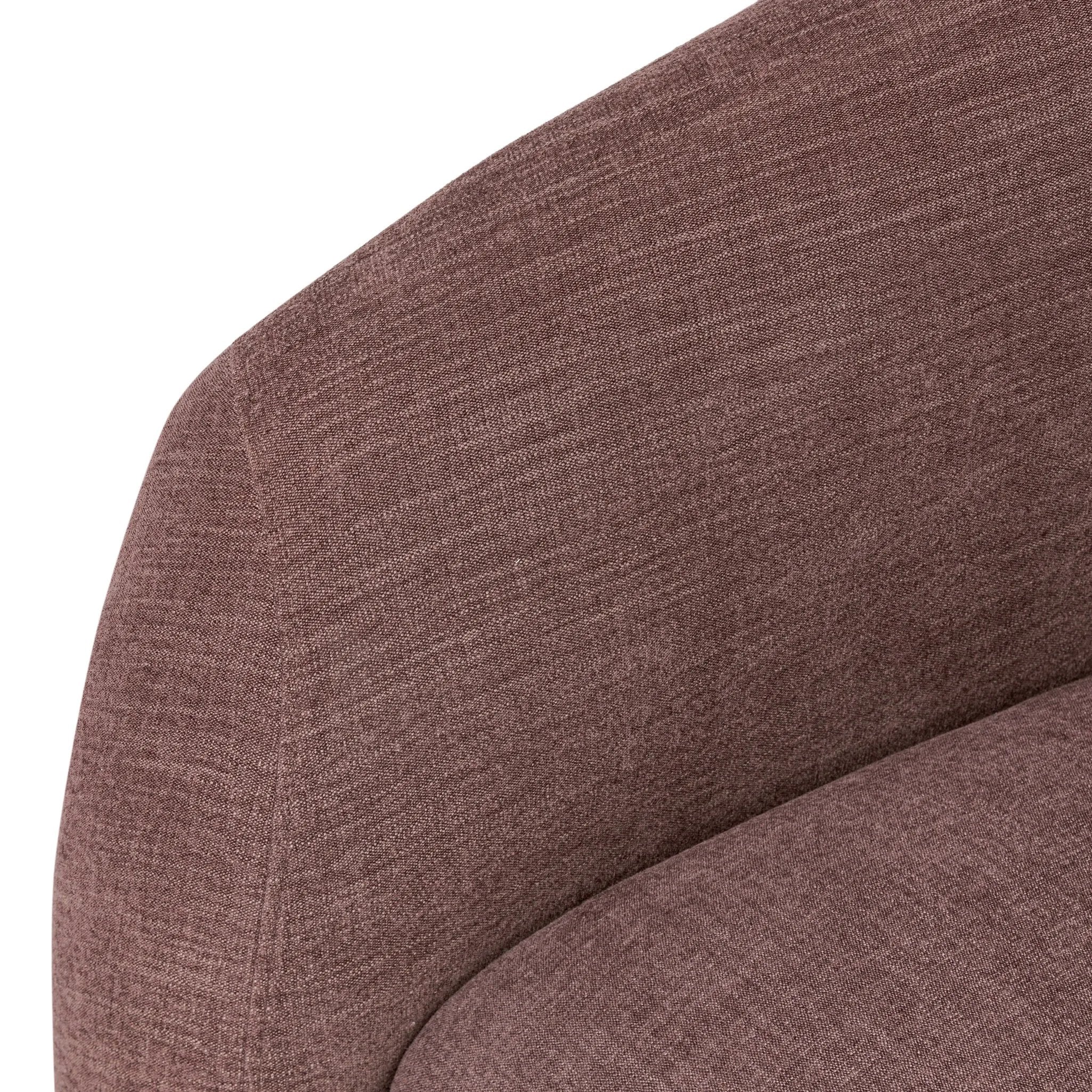 Featuring Channing Laughlin Plum Swivel Chair by Four Hands at Amethyst Home. Overall Dimensions: 38.50"w x 41.25"d x 30.75"hWeight : 94.80 lbsMaterials: 97% Polyester, 3% Flax/Linen. Amethyst Home provides interior design, new home construction design consulting, vintage area rugs, and lighting in the San Diego metro area.