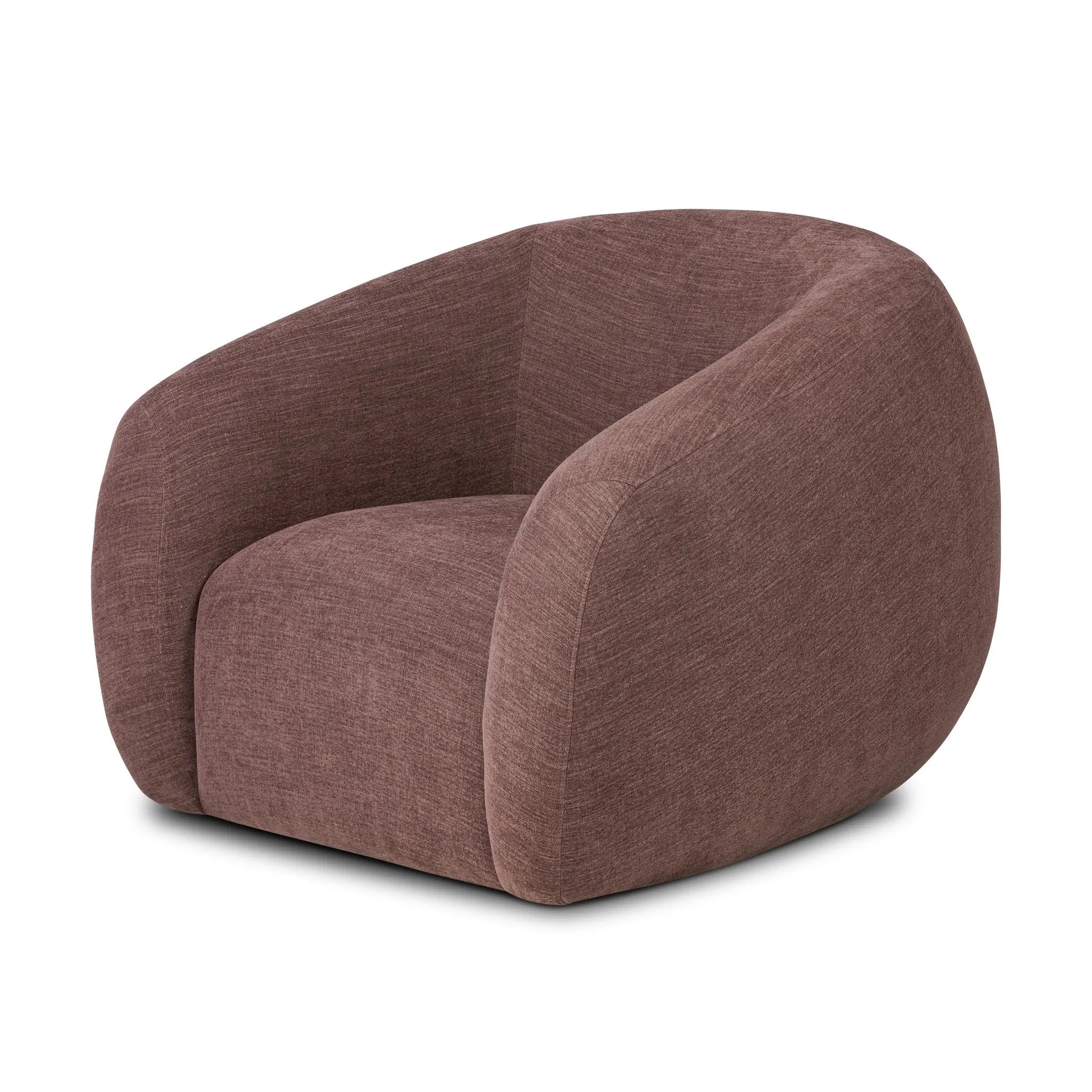 Featuring Channing Laughlin Plum Swivel Chair by Four Hands at Amethyst Home. Overall Dimensions: 38.50"w x 41.25"d x 30.75"hWeight : 94.80 lbsMaterials: 97% Polyester, 3% Flax/Linen. Amethyst Home provides interior design, new home construction design consulting, vintage area rugs, and lighting in the Tampa metro area.