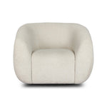 Meet modern comfort. Clean curves, impeccable tailoring and a soft, slightly heathered outdoor-friendly boucle bring an elevated, vintage European-inspired look to this outdoor swivel chair. Cover or store inside during inclement weather and when not in use. Amethyst Home provides interior design, new home construction design consulting, vintage area rugs, and lighting in the Kansas City metro area.