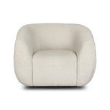 Meet modern comfort. Clean curves, impeccable tailoring and a soft, slightly heathered outdoor-friendly boucle bring an elevated, vintage European-inspired look to this outdoor swivel chair. Cover or store inside during inclement weather and when not in use. Amethyst Home provides interior design, new home construction design consulting, vintage area rugs, and lighting in the Kansas City metro area.