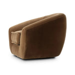 Inspired by French modernism with a nod to Jean Royere's design classic, the Polaire. Our take is defined by exaggerated curves, tapered arms and oversized welt detailing along the reversible seat cushion for a tailored look, finished with a 360-degree swivel. Amethyst Home provides interior design, new home construction design consulting, vintage area rugs, and lighting in the Los Angeles metro area.